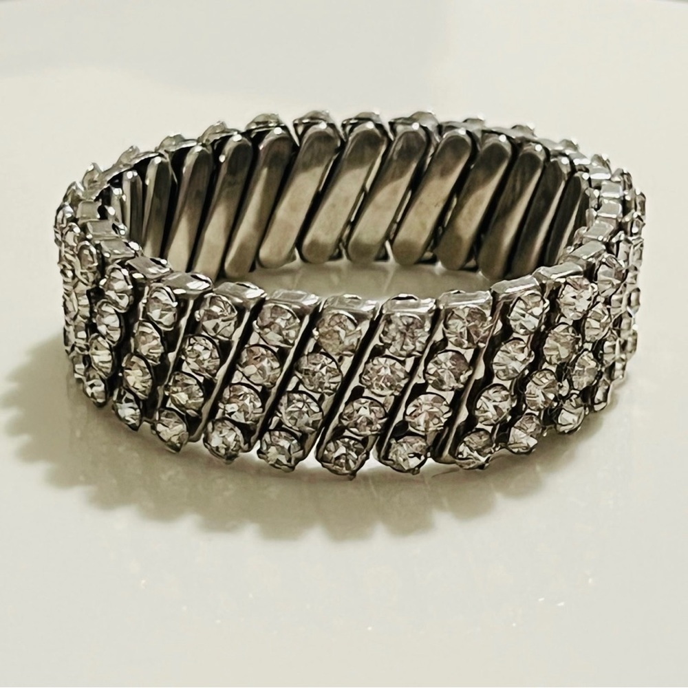 Vintage Silver Rhinestone Expansion Bracelet
